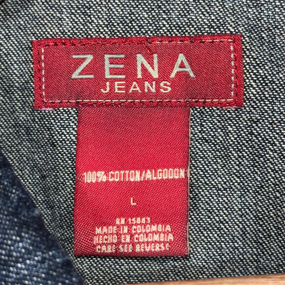 Vintage Zena Jeans Longer Length Medium Wash Denim Chore Jean Jacket Large Y2K - Picture 4 of 6